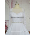 White Long Sleeve Lace Satin Elfenbein Heißer Verkauf Ballkleid